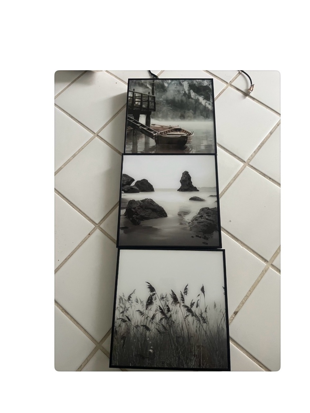 3 piece  black and white landscape wall art set